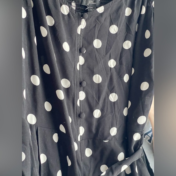 J Crew NWT Strappy wide-leg jumpsuit in black and ivory polka dot - Picture 3 of 14